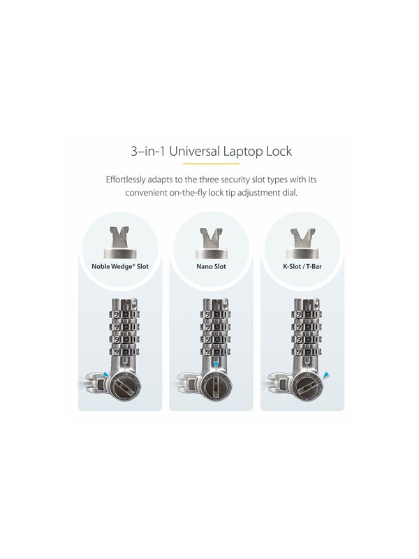 Startech Com Pack Laptop Lock Compatible Noble Wedge Nano Slot Security Cable Lock 0065030908436